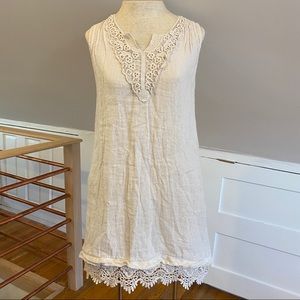 White Italian Linen and Lace Shift Dress/Tunic